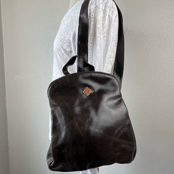 NWT Prago Brown Leather Satchel or Shoulder Bag - Picture 1 of 8